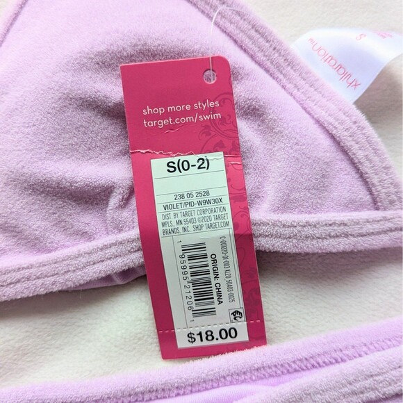 xhilaration Lavender Purple Terry String Bikini Swimsuit S - Picture 4 of 6